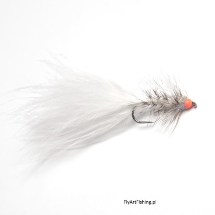 Sztuczna mucha wędkarska Streamer 14 biała pijawka, welonka wolly bugger